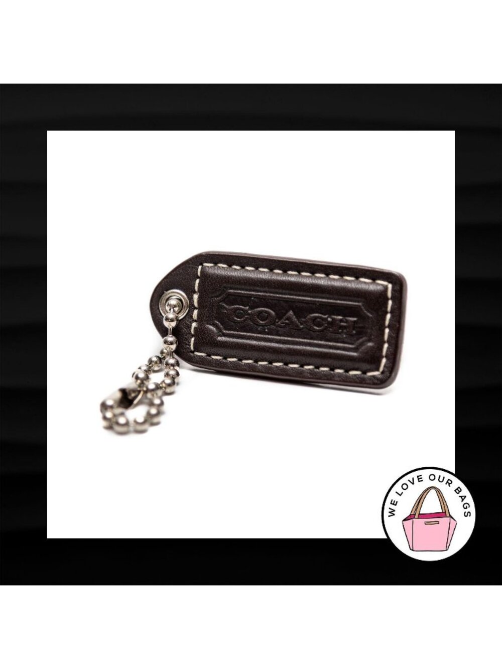 2" Medium COACH BROWN LEATHER KEY FOB BAG CHARM